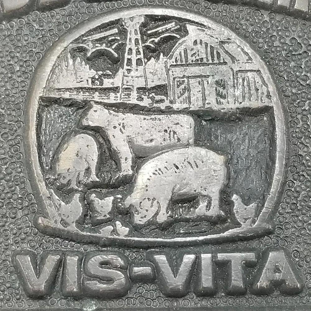 Pride in Farming VIS-Vita Belt Buckle Vintage Brass Farm‎ Animal Country Western